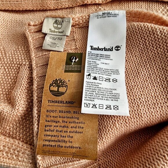 Timberland Signature Knit Scarf Pink Acrylic Rectangular Unisex 70" X 10" NWT - Picture 7 of 7